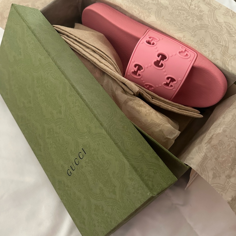 Pink Women Gucci Slides